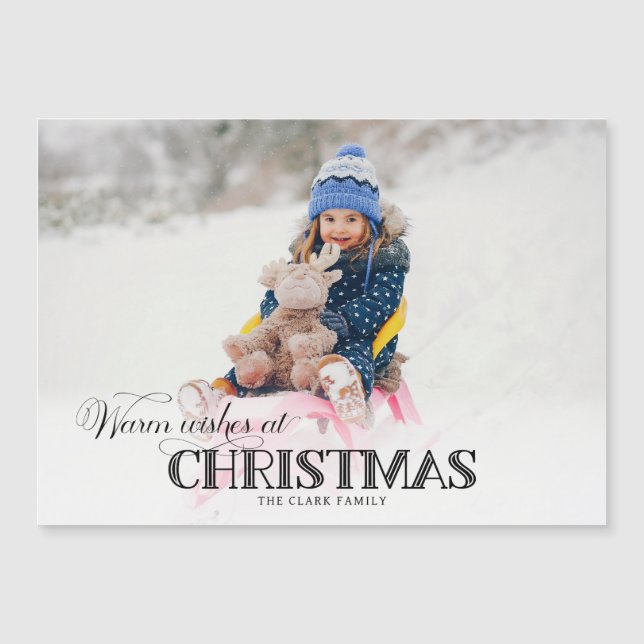 Carte Magnétique Fun Custom Christmas Typographie Photo (Devant)
