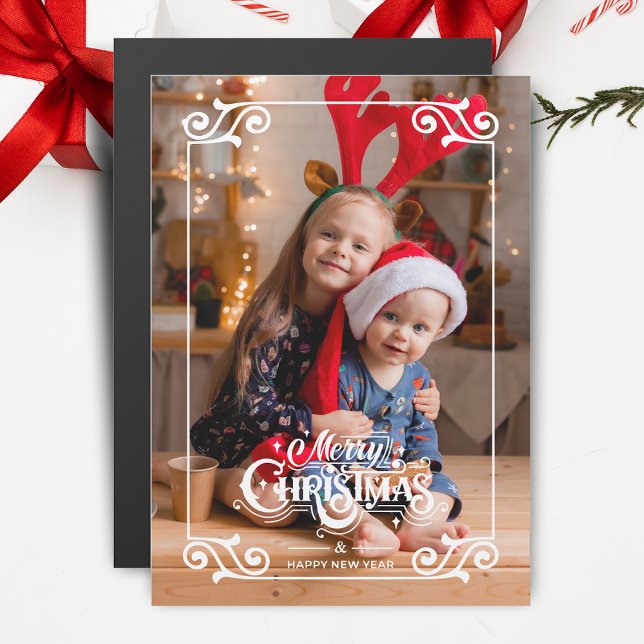 Carte Magnétique Fun Tourbillonnant Noël Frontière Joyeux Noël Phot (Créateur téléchargé)