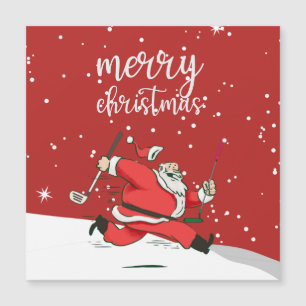 Carte Magnétique Funny cadeau de golf du Père Noël pour Joyeux Noël