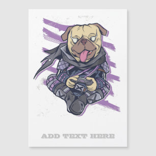 Carte Magnétique Gamer Pug Ninja Neon Look Teens Graphic