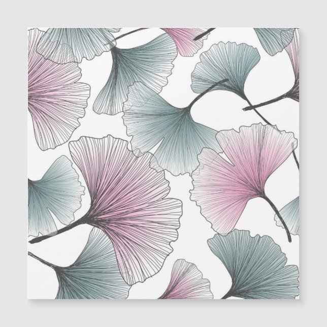 Carte Magnétique Gingko biloba dessiné à la main. (Devant)