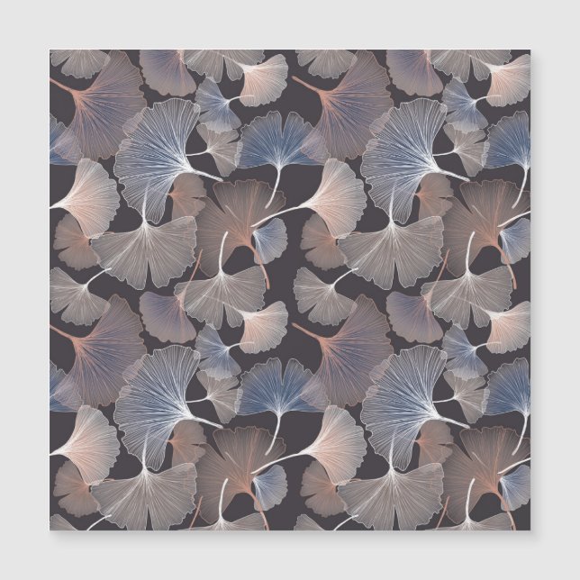 Carte Magnétique Ginkgo feuilles : élégant motif naturel. (Devant)