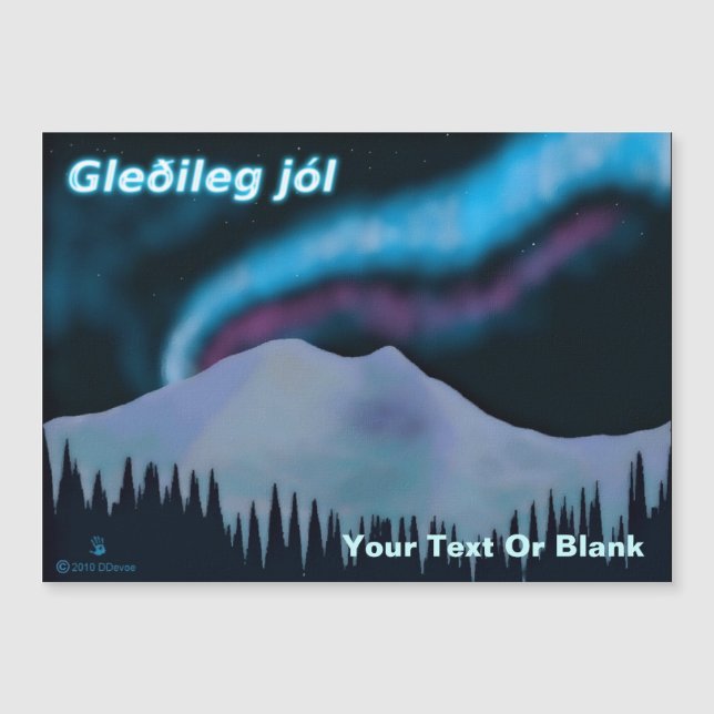 Carte Magnétique Gleðileg Jól - Blue Aurora (Devant)