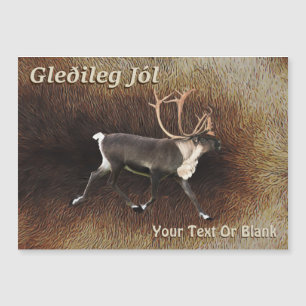 Carte Magnétique Gleðileg Jól - Bull Caribou (Reindeer)