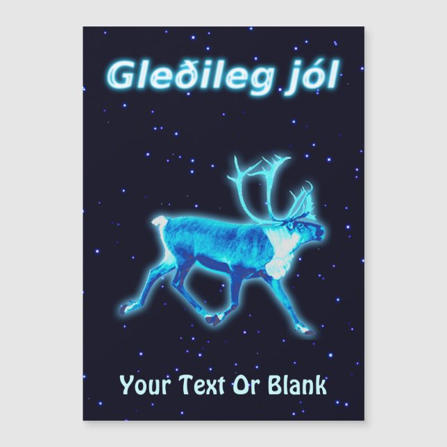 Carte Magnétique Gleðileg Jól - Caribou bleu (rennes) (Devant)