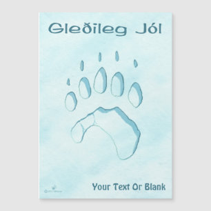 Carte Magnétique Gleðileg Jól - Empreinte de patte de l'ours polair