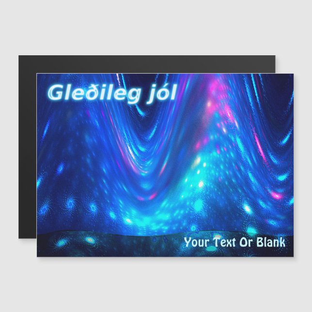 Carte Magnétique Gleðileg Jól - Qaanaaq - Lumières du Nord (Devant / Derrière)
