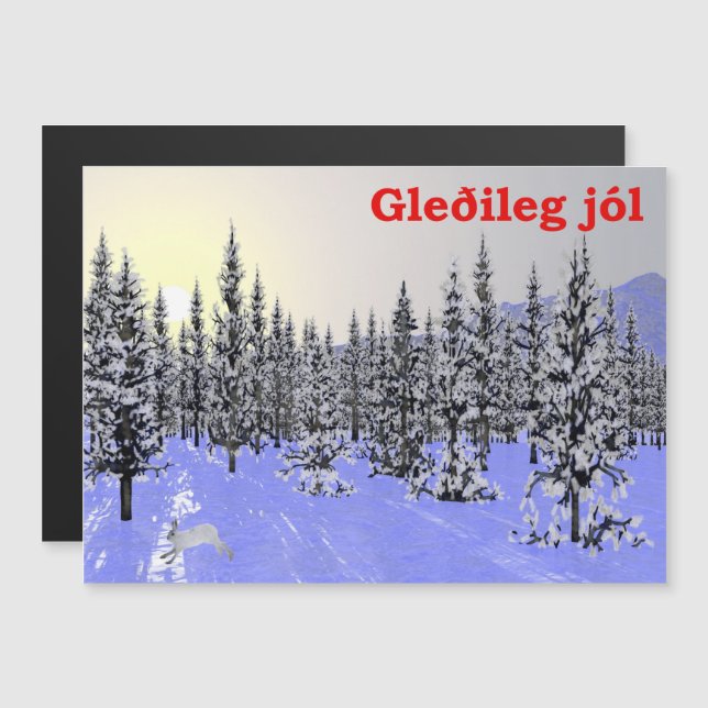 Carte Magnétique Gleðileg Jól - Solstice d'hiver (Devant / Derrière)