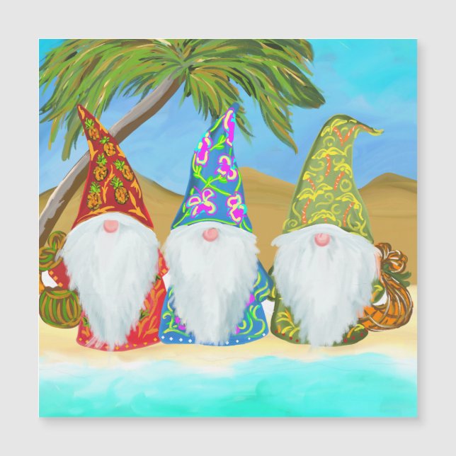 CARTE MAGNÉTIQUE GNOMES DE PLAGE (Devant)