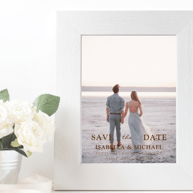 Carte Magnétique Gold Modern Photo Wedding Enregistrer L'Aimant Dat (Créateur téléchargé)
