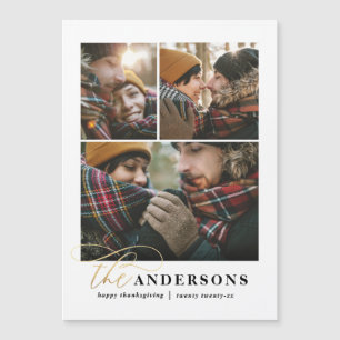 Carte Magnétique Gold script vert plaid multi photo remerciement h