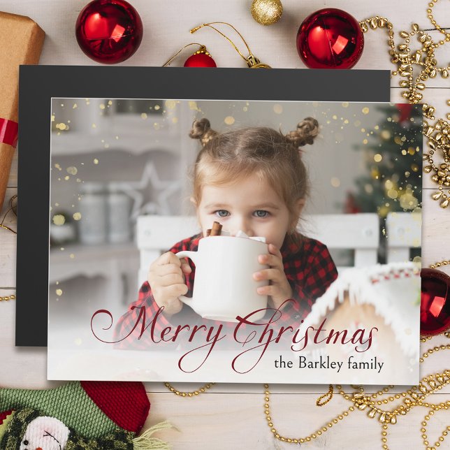 Carte Magnétique Gold Sparkings Joyeux Noël Calligraphie Photo (Créateur téléchargé)