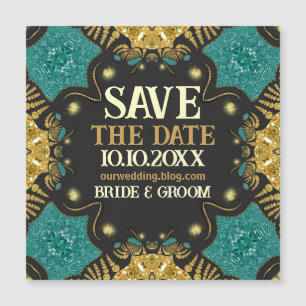 Carte Magnétique Gold Turquoise Black Funky Tribal Enregistrer la d