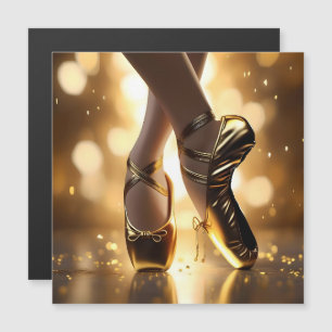 Carte Magnétique Golden Elegance : Chaussures Ballerina sur Gold Bo
