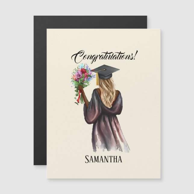 Carte Magnétique Graduation d'aquarelle personnalisée (14) (Devant / Derrière)