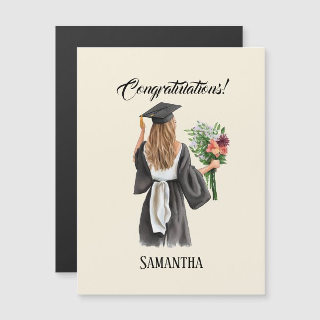 Carte Magnétique Graduation de l'aquarelle personnalisée (12) (Devant / Derrière)