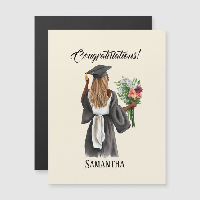 Carte Magnétique Graduation de l'aquarelle personnalisée (13) (Devant / Derrière)