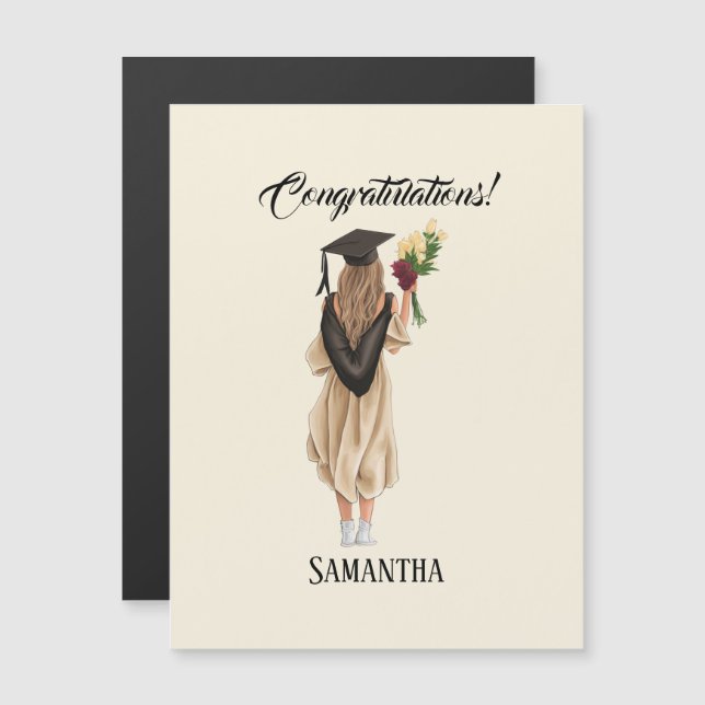 Carte Magnétique Graduation de l'aquarelle personnalisée (2) (Devant / Derrière)