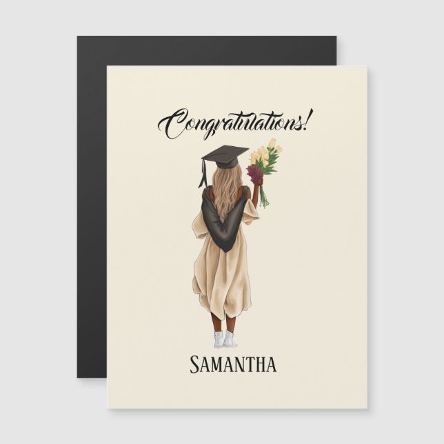 Carte Magnétique Graduation de l'aquarelle personnalisée (6) (Devant / Derrière)