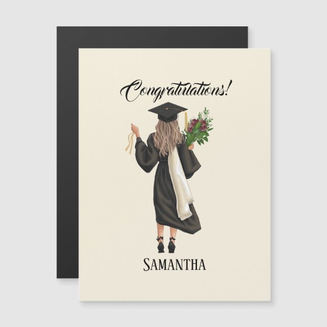 Carte Magnétique Graduation de l'aquarelle personnalisée (9) (Devant / Derrière)