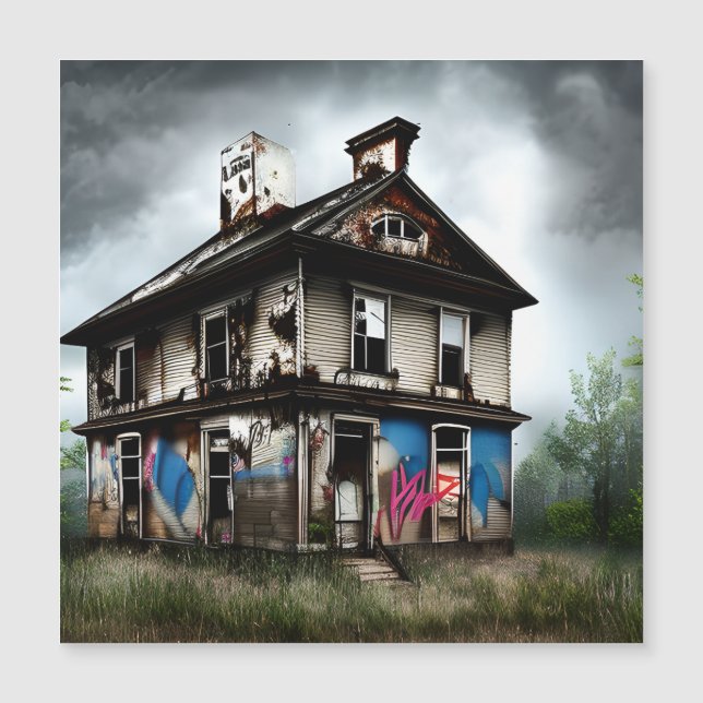 Carte Magnétique Graffiti de peinture en aérosol abandonné dans la  (Devant)