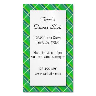 Carte magnétique Green Plaid Custom Small Business