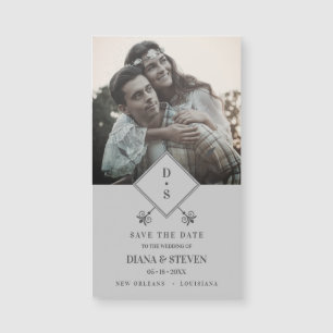 Carte Magnétique Grey Rustic Boho Photo Fiançailles Enregistrer la 