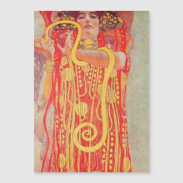 Carte Magnétique Gustav Klimt Red Woman Gold Snake Peinture (Devant)