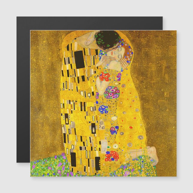 Carte Magnétique Gustav Klimt's The Kiss célèbre aimant de peinture (Devant / Derrière)
