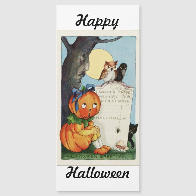 Carte Magnétique Halloween heureux vintage (Devant)