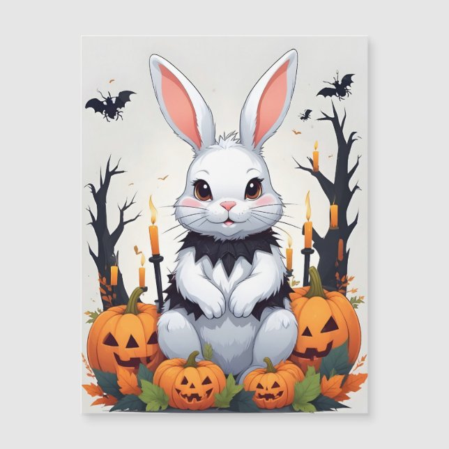 Carte Magnétique Halloween lapin mignon adorable drôle animal magiq (Devant)