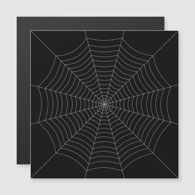 Carte magnétique Halloween toile d'araignée grise  (Devant / Derrière)
