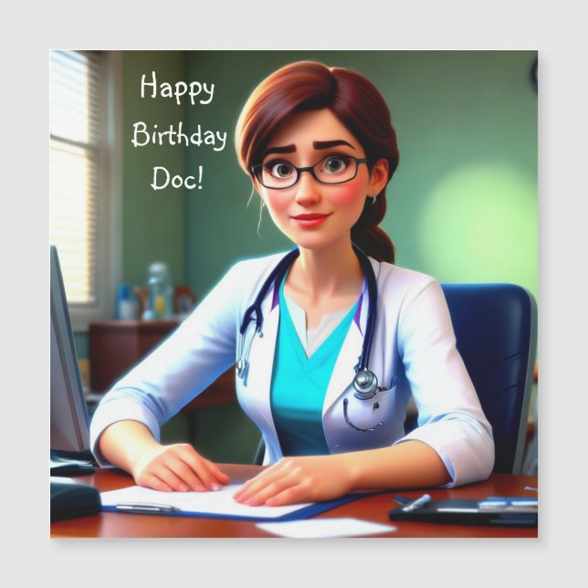 Carte Magnétique Happy Birthday Doctor Magnetic Card (Devant)