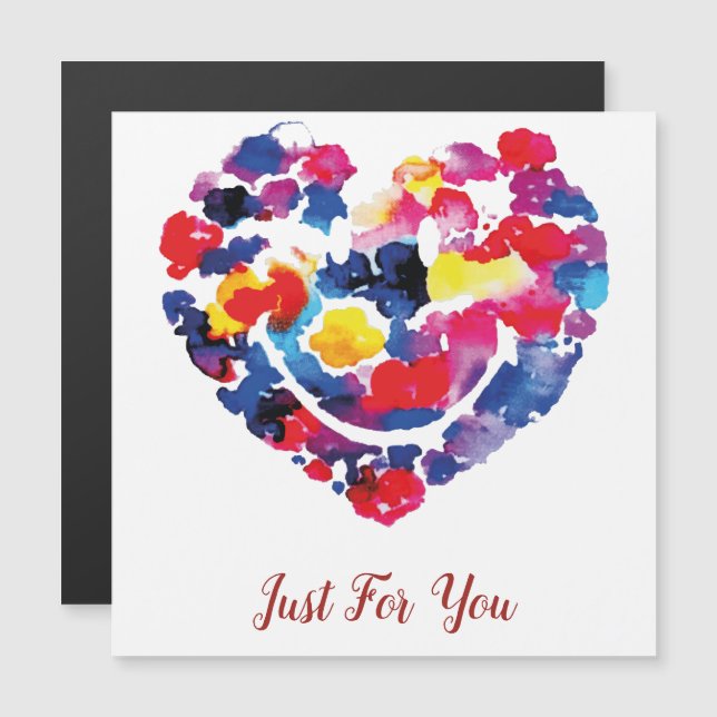 Carte Magnétique Heart Floral Emoji Joyeux visage souriant (Devant / Derrière)