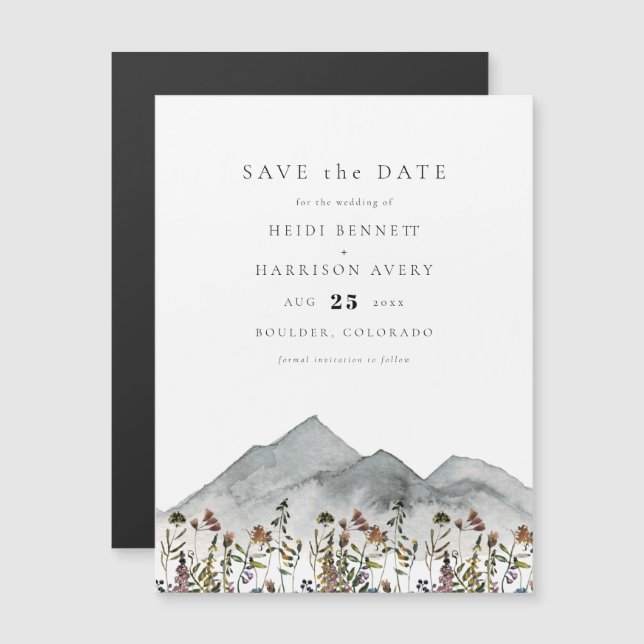 Carte Magnétique HEIDI Boho Mountain Fleur sauvage Enregistrer la d (Devant / Derrière)