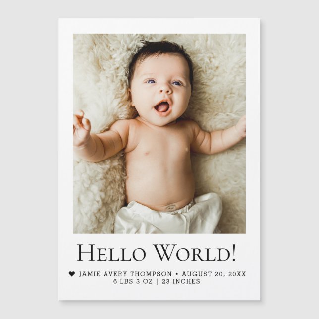 Carte Magnétique Hello world  Baby Photo Birth announcement (Devant)