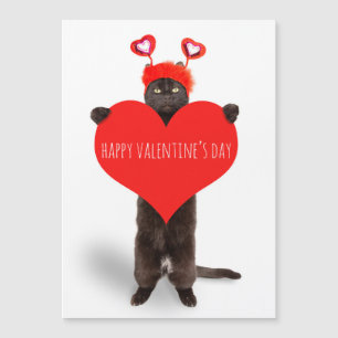 Carte Magnétique Heureuse Sainte-Valentin Cute Chat tenant Humour d