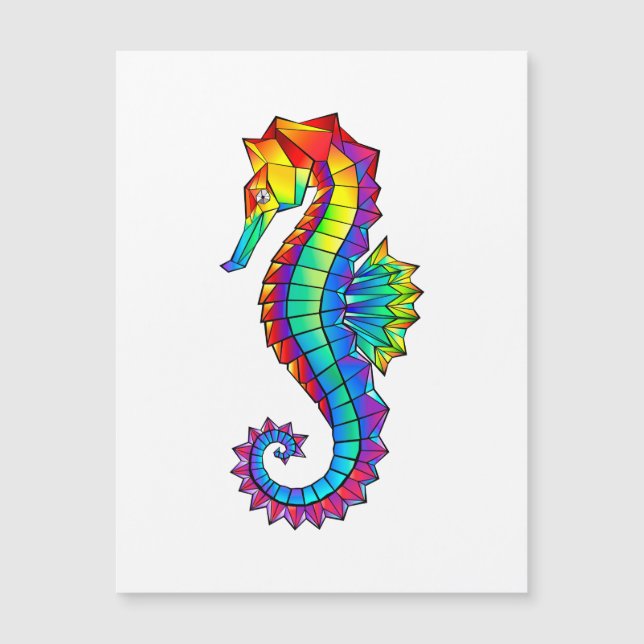 Carte Magnétique Hippocampe polygonal arc-en-ciel (Devant)