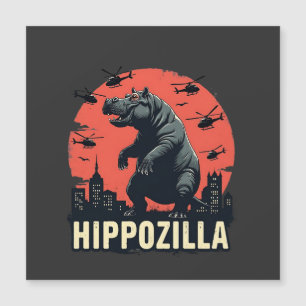 Carte Magnétique Hippozilla Moo Deng Hippo Halloween Épouvantable