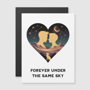 Carte Magnétique Histoire d'amour cosmique Cœur avec amants et Art 