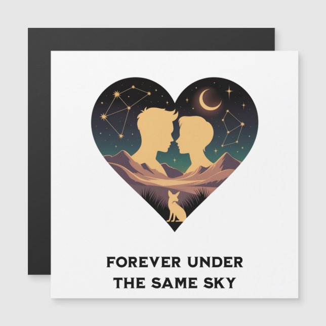 Carte Magnétique Histoire d'amour cosmique Cœur avec amants et Art 