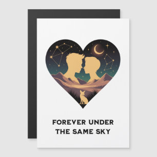 Carte Magnétique Histoire d'amour cosmique Cœur avec amants et Art 