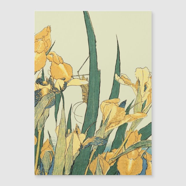 Carte Magnétique Hokusai grasshopper et iris Japon (Devant)