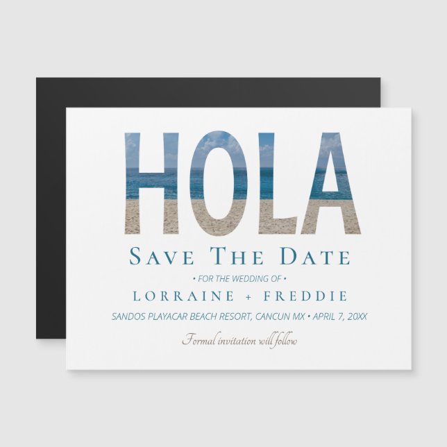 Carte Magnétique Hola Mexico Beach Wedding Enregistrer La Date (Devant / Derrière)