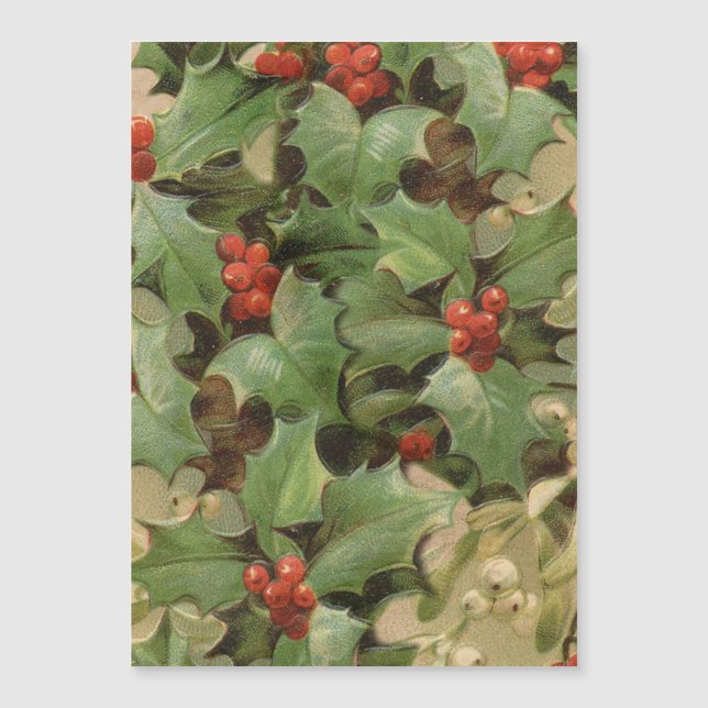 Carte Magnétique Holly Tree Noël Vintage (Devant)