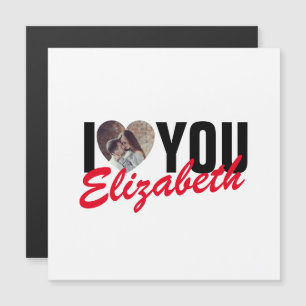 Carte Magnétique I Love You Custom Photo Heart and Name