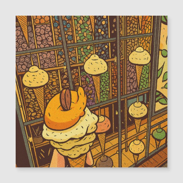 Carte Magnétique Ice Cream Parlor Cartoon (Devant)