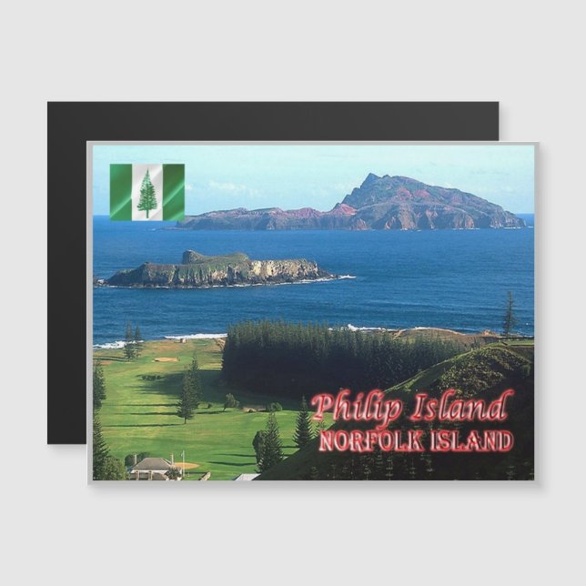 Carte Magnétique Île Philip - Île Norfolk - (Devant / Derrière)
