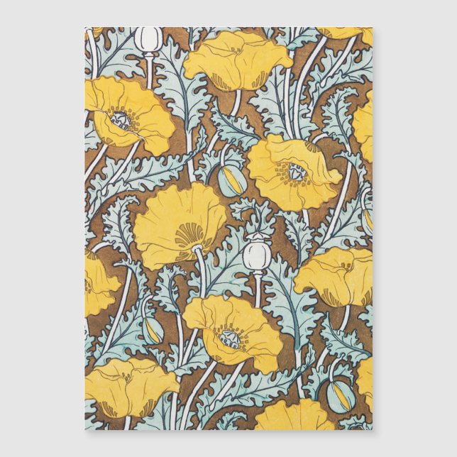 Carte Magnétique illustration d'art pavot fleur jaune (Devant)