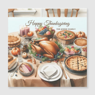 Carte Magnétique Illustration de Thanksgiving à l'aquarelle